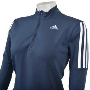 Adidas Running 1 4 Zip Long Sleeve Shirt Athletic Blue 3 Stripes Size XS